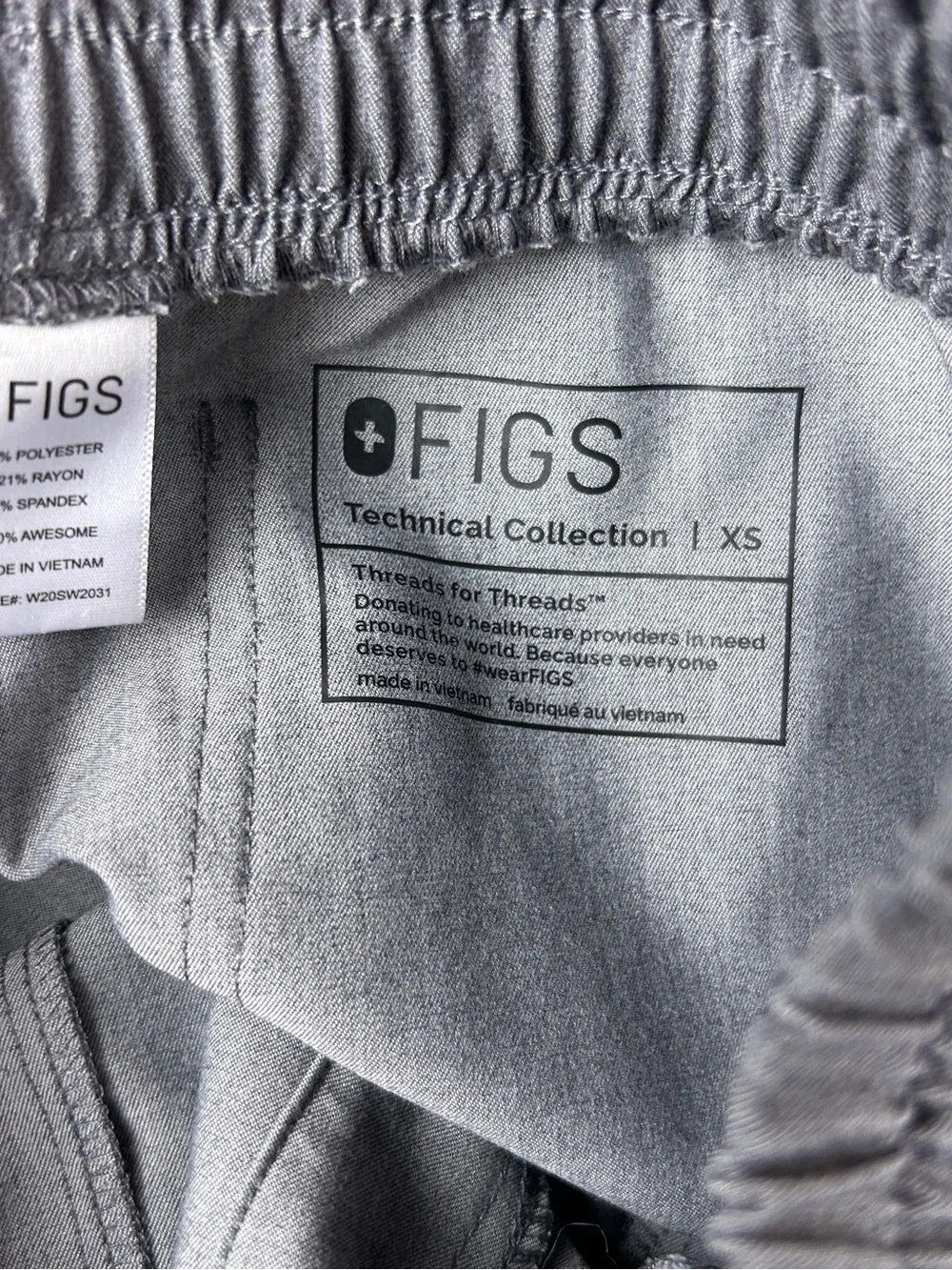 Figs Technical Collection Scrub Set Gray Sz XS XXS Catarina Top & Zamora Jogger